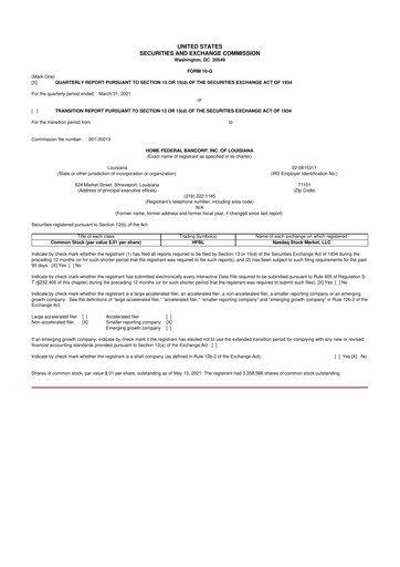 Thumbnail Home Federal Bancorp (HFB Bank) 10-Q Quarterly Report FY2021 