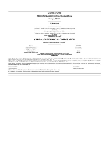 Miniature Capital One 10-Q Rapport trimestriel  