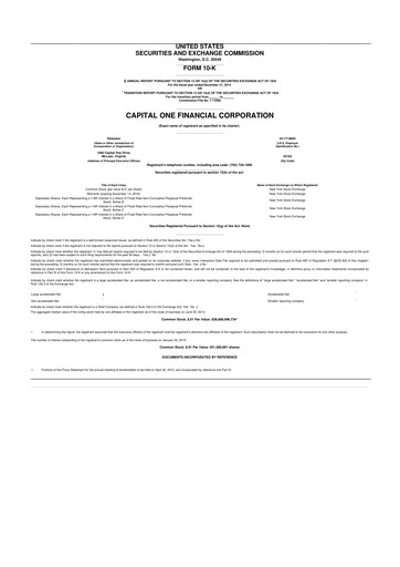 Miniature Capital One 10-K Rapport annuel 