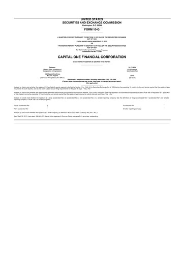 Miniature Capital One 10-Q Rapport trimestriel  