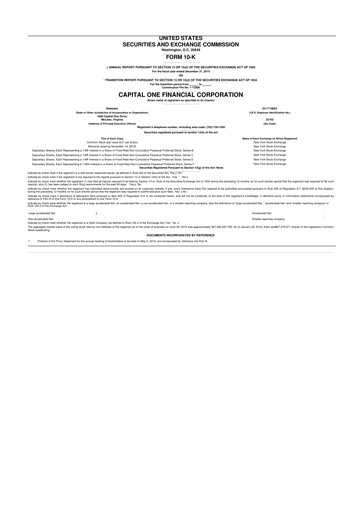 Miniature Capital One 10-K Rapport annuel 