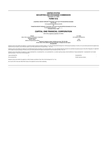 Miniature Capital One 10-Q Rapport trimestriel  