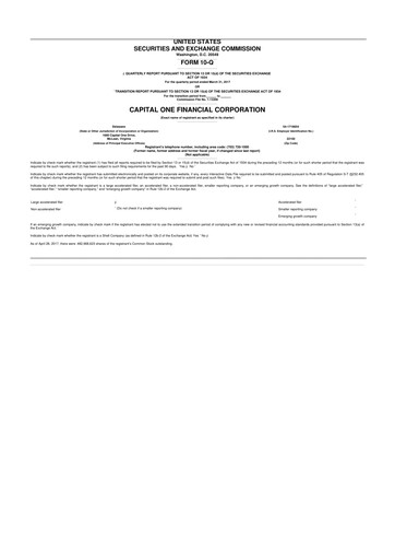 Miniature Capital One 10-Q Rapport trimestriel  