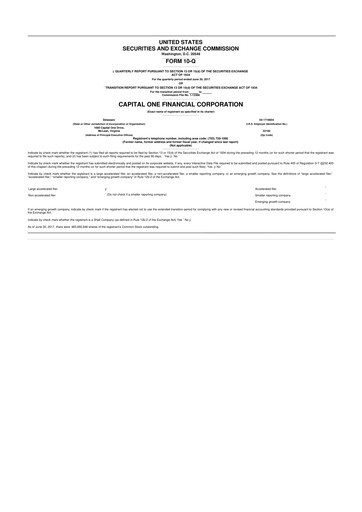 Miniature Capital One 10-Q Rapport trimestriel  