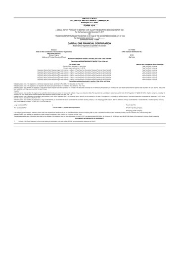 Miniature Capital One 10-K Rapport annuel 