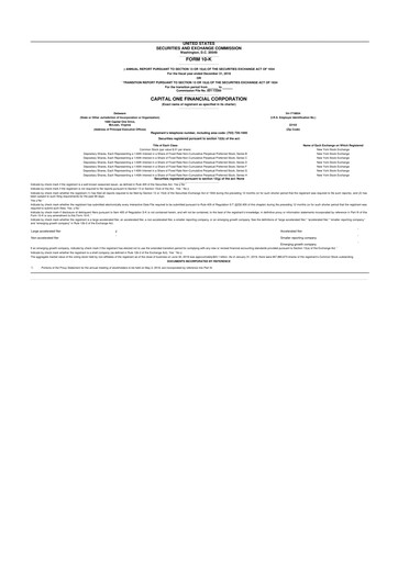 Miniature Capital One 10-K Rapport annuel 