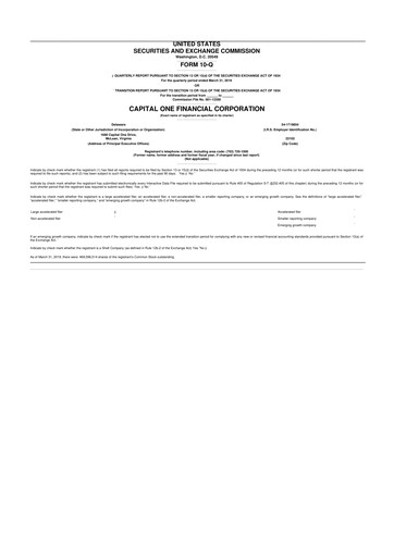 Miniature Capital One 10-Q Rapport trimestriel  