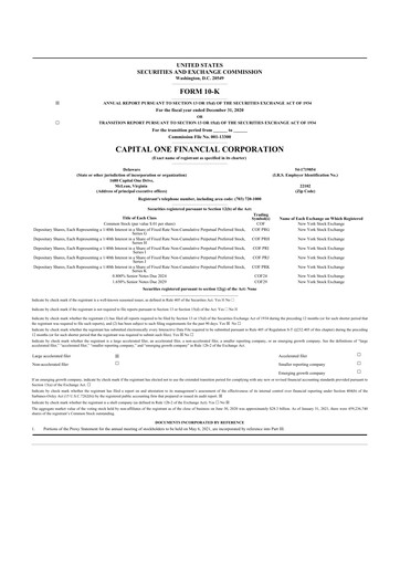 Thumbnail Capital One 10-K Annual Report 2020