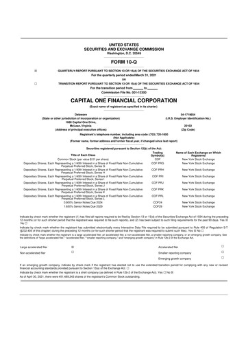 Thumbnail Capital One 10-Q Quarterly Report FY2021 