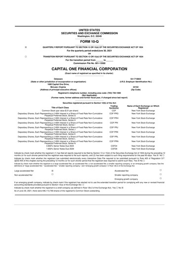 Thumbnail Capital One 10-Q Quarterly Report FY2021 
