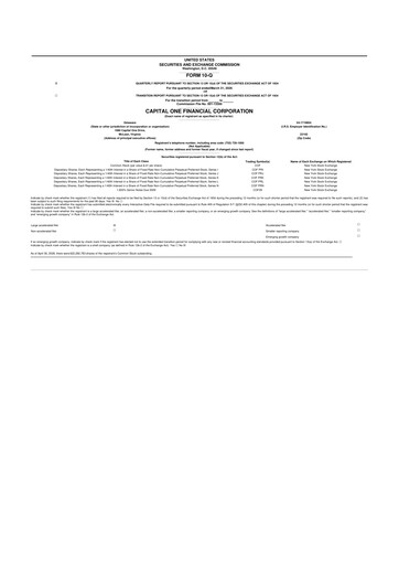 Miniature Capital One 10-Q Rapport trimestriel  