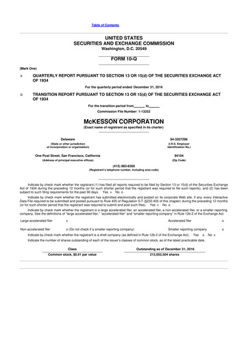 Thumbnail McKesson 10-Q Quarterly Report FY2017 