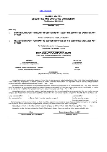 Thumbnail McKesson 10-Q Quarterly Report FY2018 