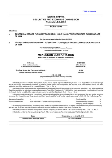 Thumbnail McKesson 10-Q Quarterly Report FY2019 