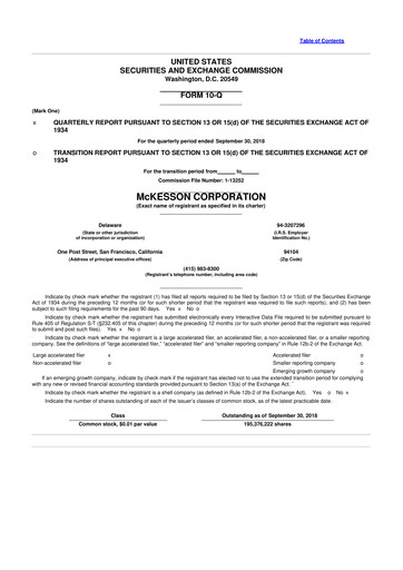 Thumbnail McKesson 10-Q Quarterly Report FY2019 