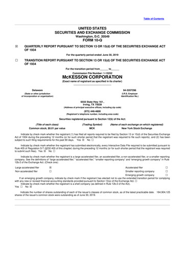 Thumbnail McKesson 10-Q Quarterly Report FY2020 