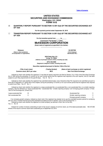 Thumbnail McKesson 10-Q Quarterly Report FY2020 