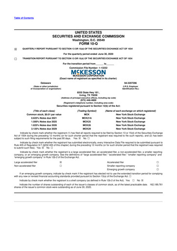 Thumbnail McKesson 10-Q Quarterly Report FY2021 
