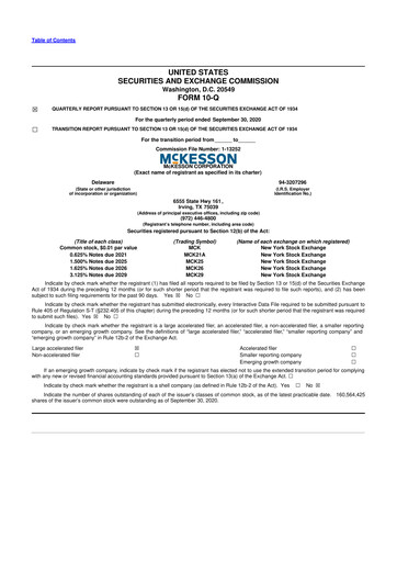 Thumbnail McKesson 10-Q Quarterly Report FY2021 