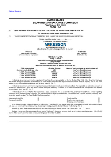 Thumbnail McKesson 10-Q Quarterly Report FY2021 