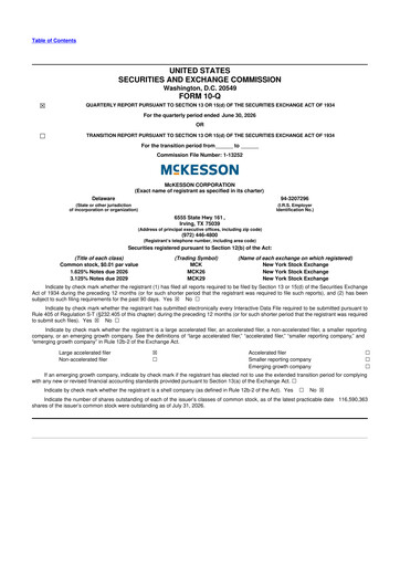 Miniature McKesson 10-Q Rapport trimestriel 2027 