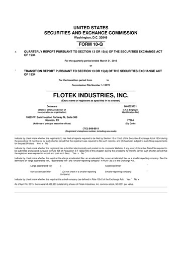 Thumbnail Flotek Industries 10-Q Quarterly Report FY2015 