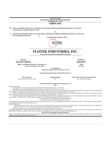 Thumbnail Flotek Industries 10-K Annual Report 2020