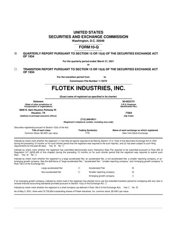 Thumbnail Flotek Industries 10-Q Quarterly Report FY2021 