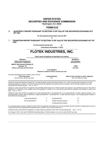 Thumbnail Flotek Industries 10-Q Quarterly Report FY2021 