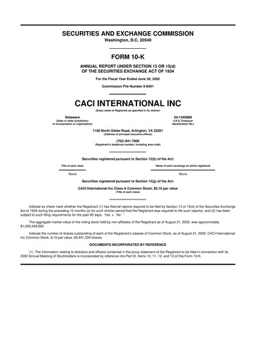 Thumbnail CACI International Inc 10-K Annual Report 