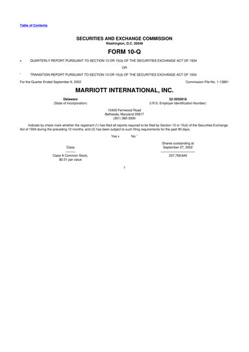 Thumbnail Marriott International 10-Q Quarterly Report FY 