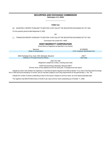 Thumbnail Host Hotels & Resorts
 10-Q Quarterly Report FY 