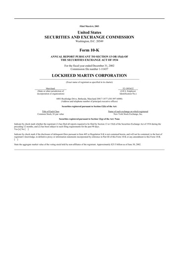 Thumbnail Lockheed Martin 10-K Annual Report 