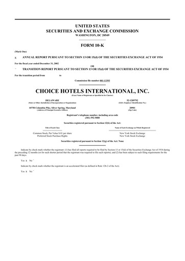 Thumbnail Choice Hotels International 10-K Annual Report 