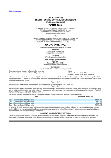 Thumbnail Urban One
 10-K Annual Report 