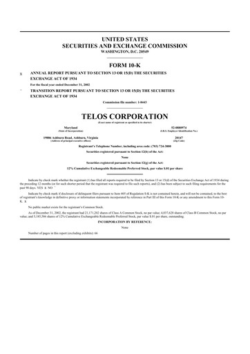 Thumbnail Telos 10-K Annual Report 