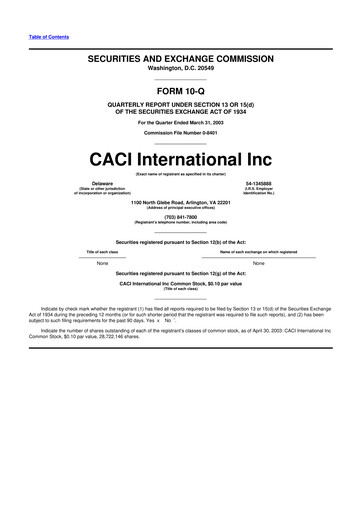 Thumbnail CACI International Inc 10-Q Quarterly Report FY 