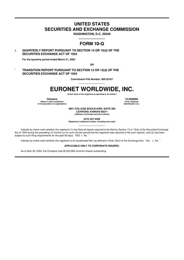 Vorschaubild Euronet Worldwide
 10-Q Quartalsbericht  