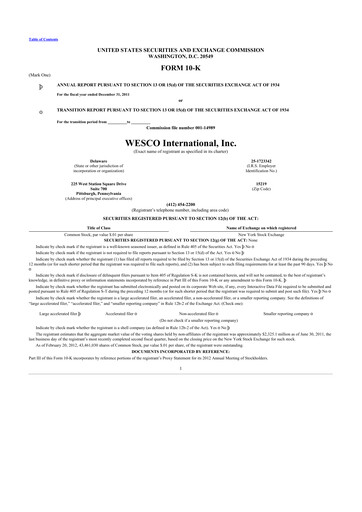 Thumbnail WESCO International
 10-K Annual Report 2011