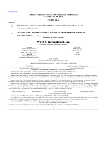 Thumbnail WESCO International
 10-K Annual Report 2014