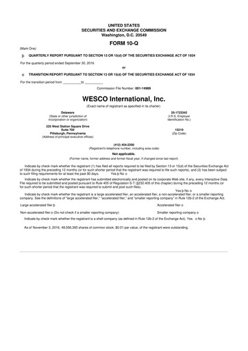 Thumbnail WESCO International
 10-Q Quarterly Report FY2016 