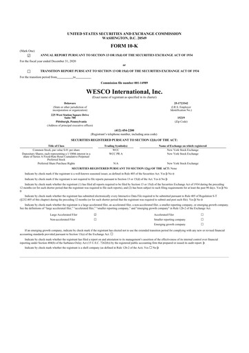 Thumbnail WESCO International
 10-K Annual Report 2020