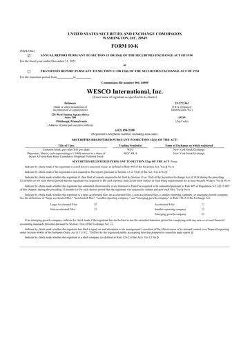 Thumbnail WESCO International
 10-K Annual Report 2021
