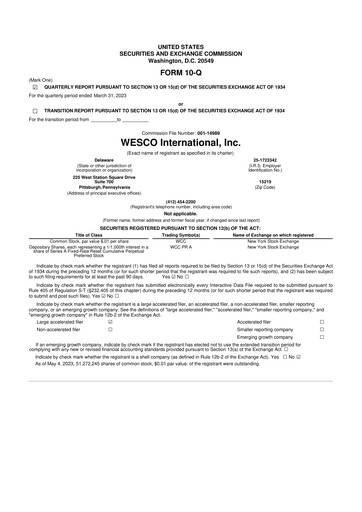 Thumbnail WESCO International
 10-Q Quarterly Report FY2023 