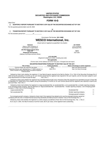 Thumbnail WESCO International
 10-Q Quarterly Report FY2024 