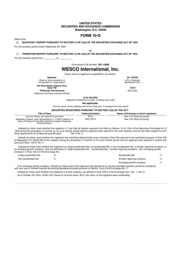 Thumbnail WESCO International
 10-Q Quarterly Report FY2024 