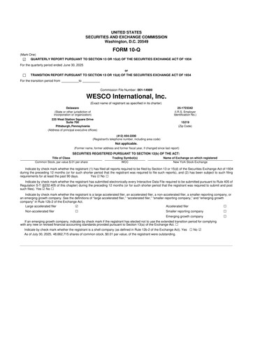 Thumbnail WESCO International
 10-Q Quarterly Report FY2025 