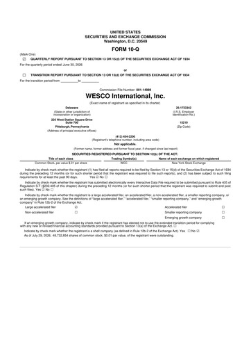 Thumbnail WESCO International
 10-Q Quarterly Report FY2026 