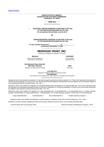 Thumbnail Redwood Trust 10-Q Quarterly Report FY2015 