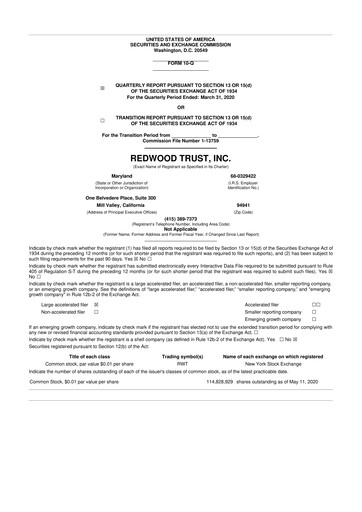 Thumbnail Redwood Trust 10-Q Quarterly Report FY2020 